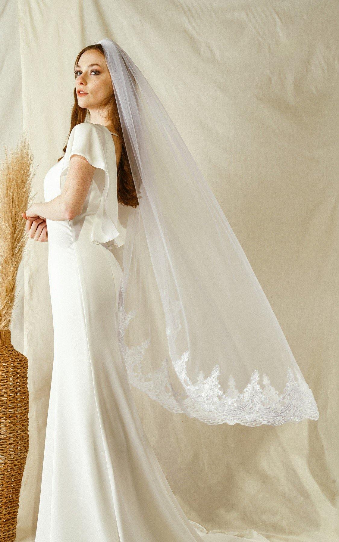 veil for midi wedding dress One Layer Wedding Veil Mid Length