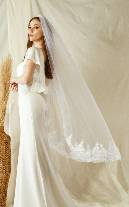 One Layer Wedding Veil Mid Length - The Dress Outlet