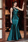 One Shoulder Formal Long Satin Prom Dress Dark Emerald