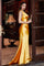 One Shoulder Formal Long Satin Prom Dress Marigold