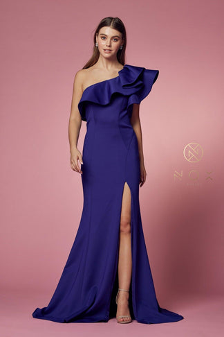 La Merchandise LAY8914 Sexy Stretchy One Shoulder Prom Dress w/ Slit main image 1