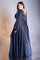 Plus Size Formal Long Sleeve Satin Dress Navy