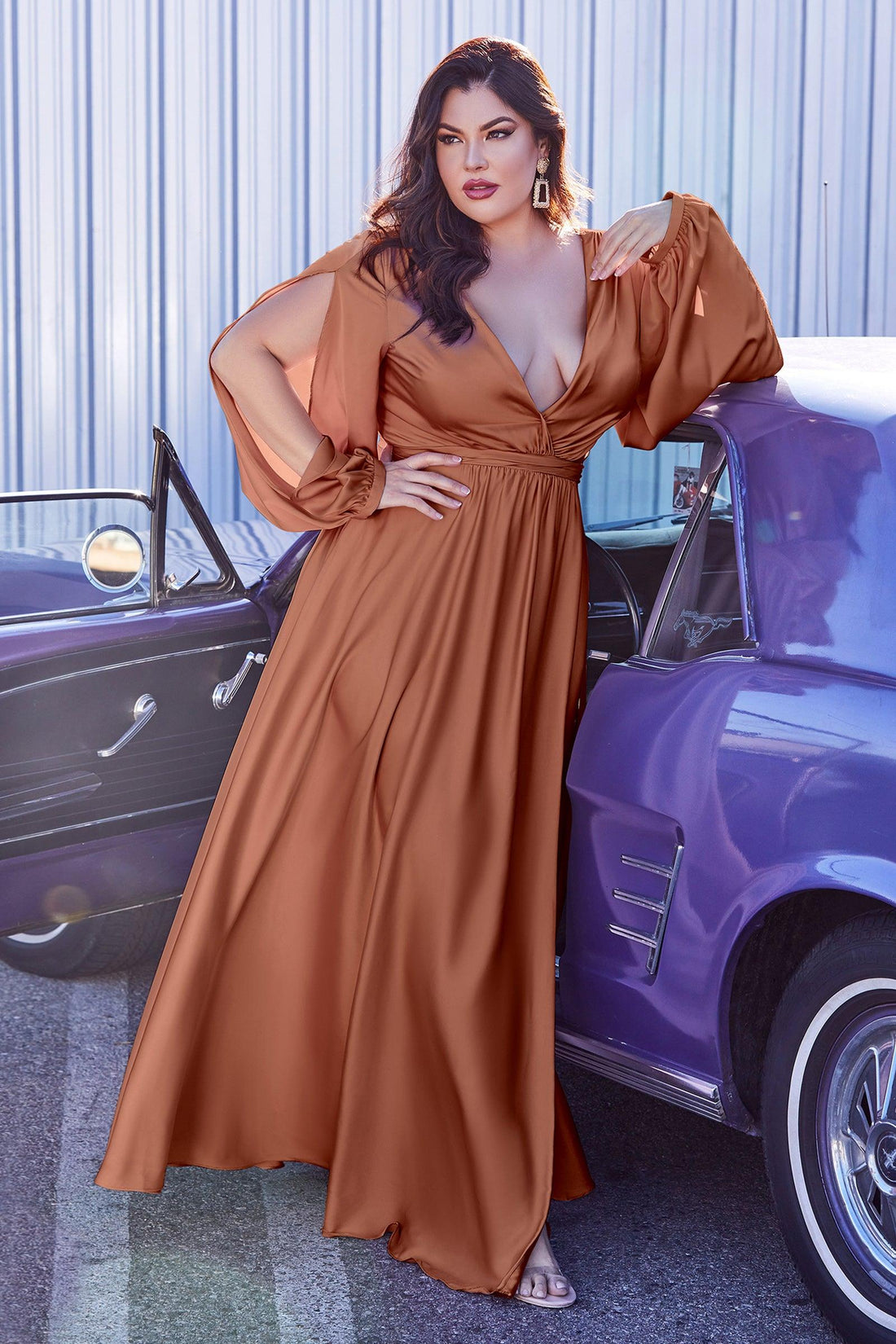 FRV Printed plus size satin short sleeve midi dress - Sainte-Geneviève-des-Bois main image 1
