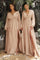 Plus Size Formal Long Sleeve Satin Dress Nude