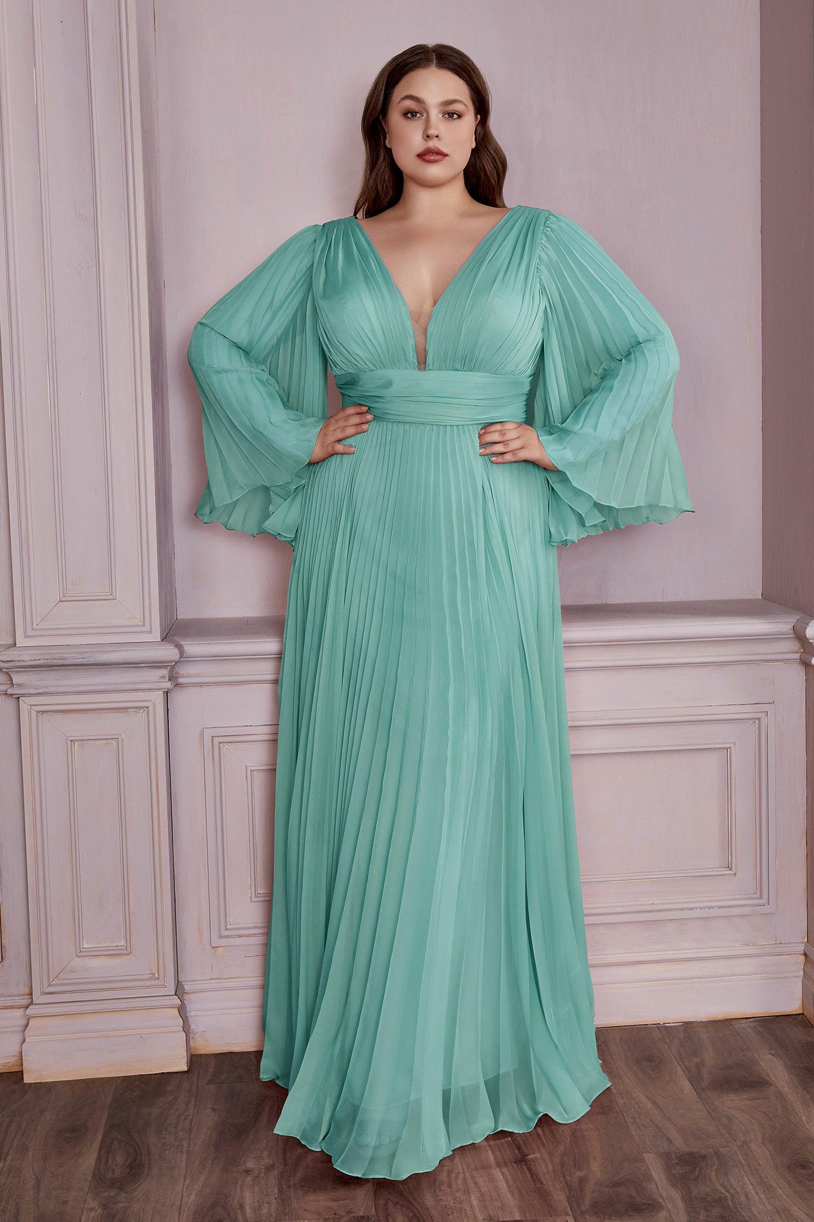 Plus Size Long Formal A Line Prom Dress Jade