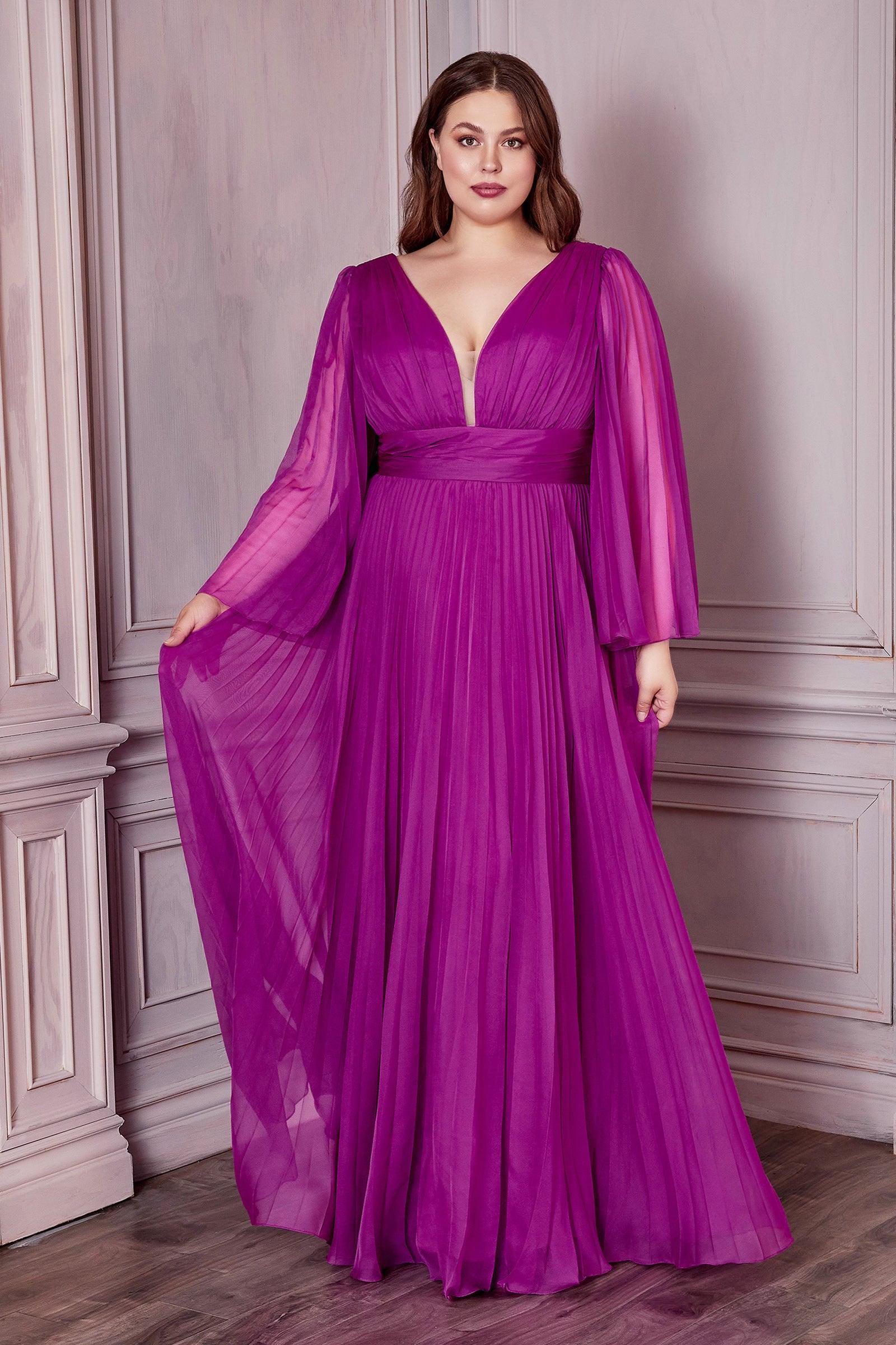 Plus Size Long Formal A Line Prom Dress Orchid