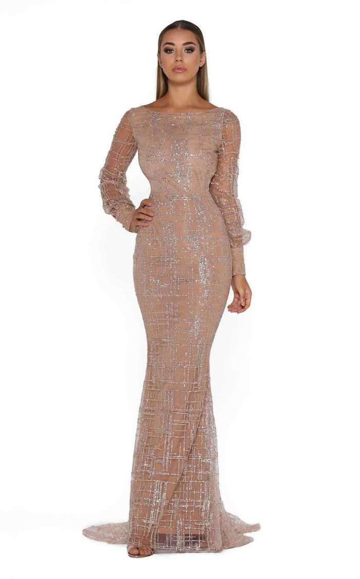 Portia and Scarlett Long Sleeve Formal Dress 17655T - The Dress Outlet