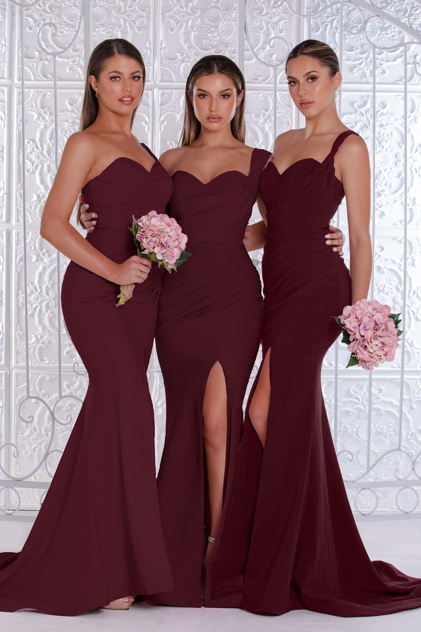 Plum Portia And Scarlett 21258 One Shoulder Long Gown - Formal Dresses ...