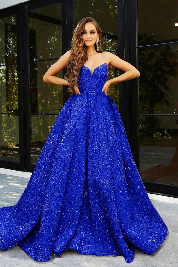 portia and scarlett blue sequin dress Portia and Scarlett Prom Dress PS25331