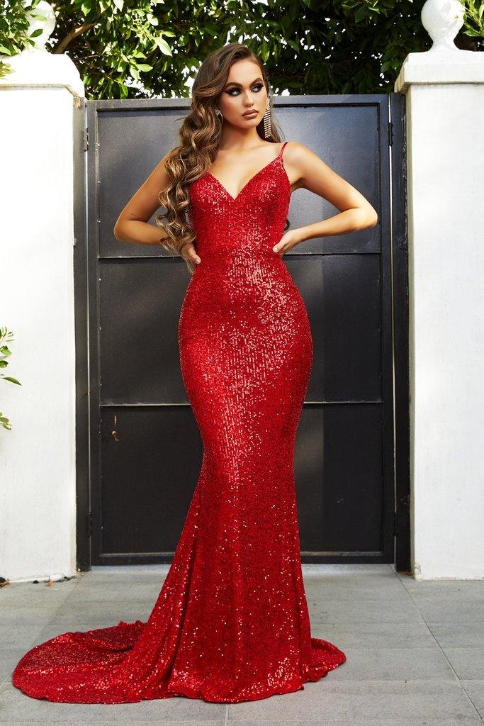 Portia And Scarlett Prom Long Fitted Dress GLISTEN GOWN - The Dress Outlet