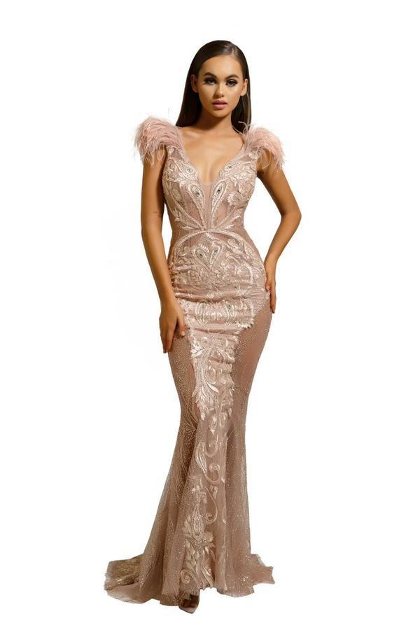 pink dress with slits Blush Pink Silk Sheath Long Dress with Slit – Ohmollydress main image 1