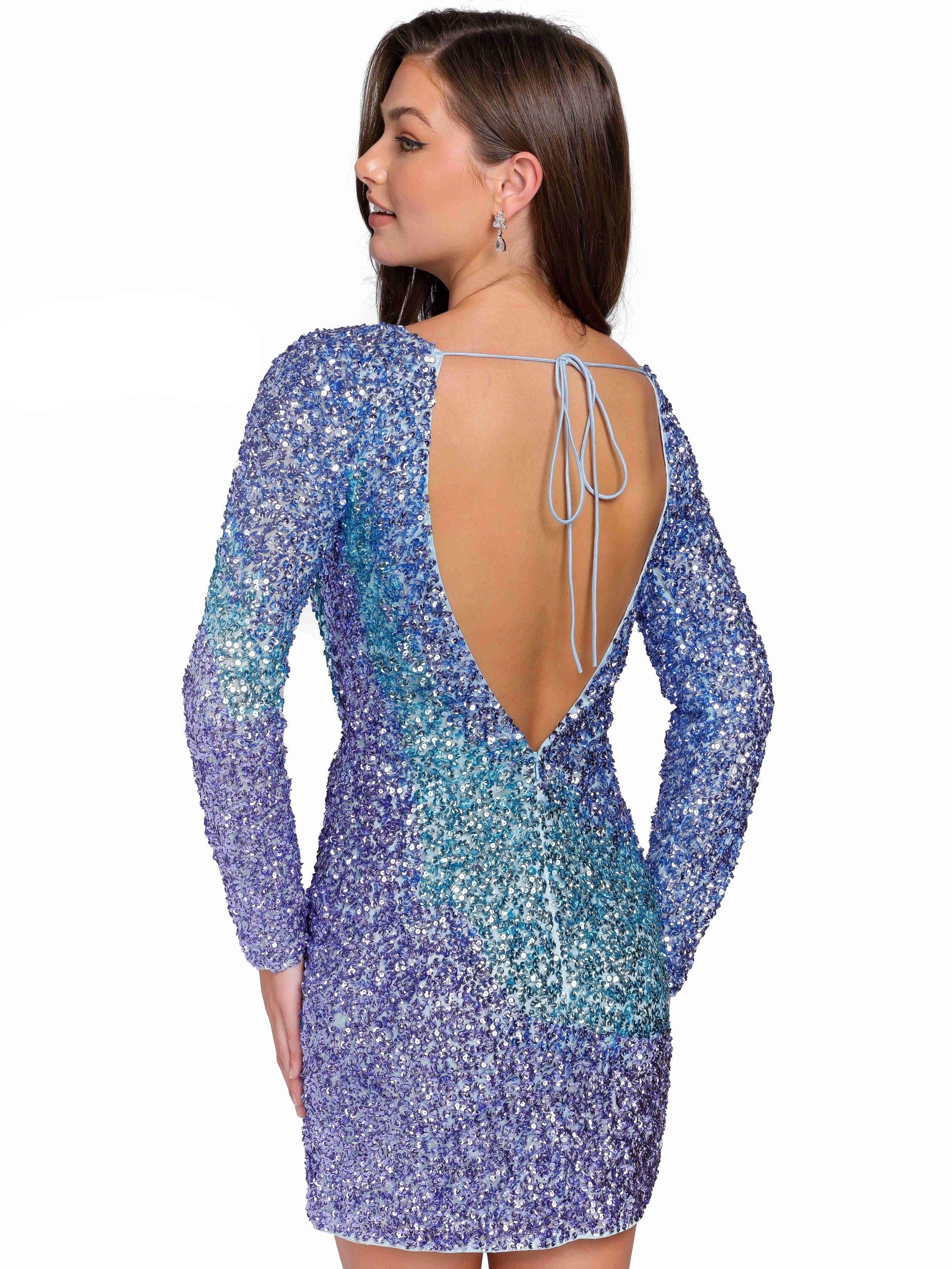 Homecoming Dresses Long Sleeve Prom Short Dress Light Blue