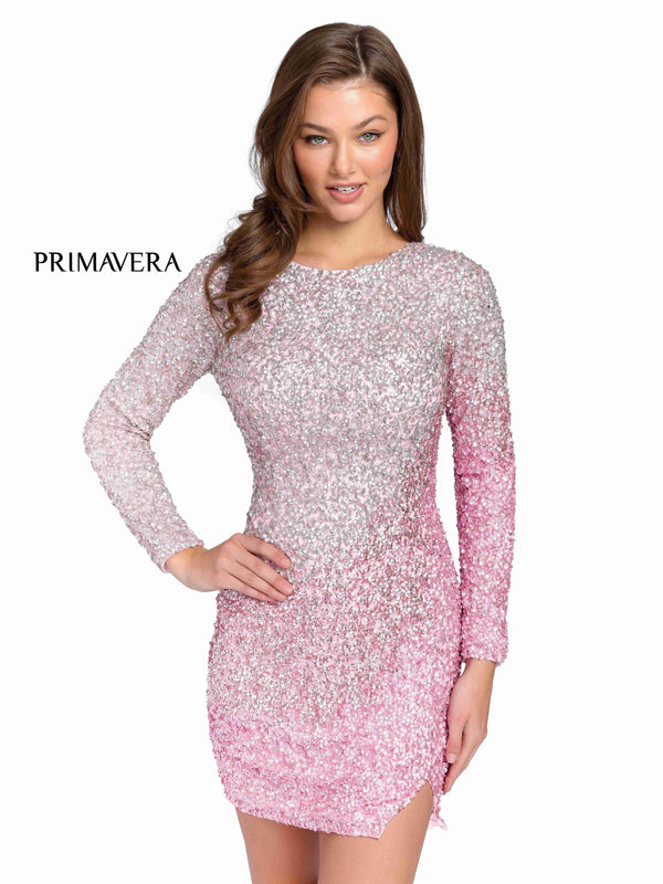 Long Sleeve Prom Short Dress by Primavera Couture 3819