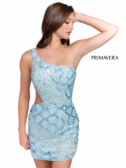 Primavera Couture One Shoulder Short Dress 3504 - The Dress Outlet