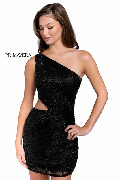 Primavera Couture Prom One Shoulder Short Dress 3840 - The Dress Outlet