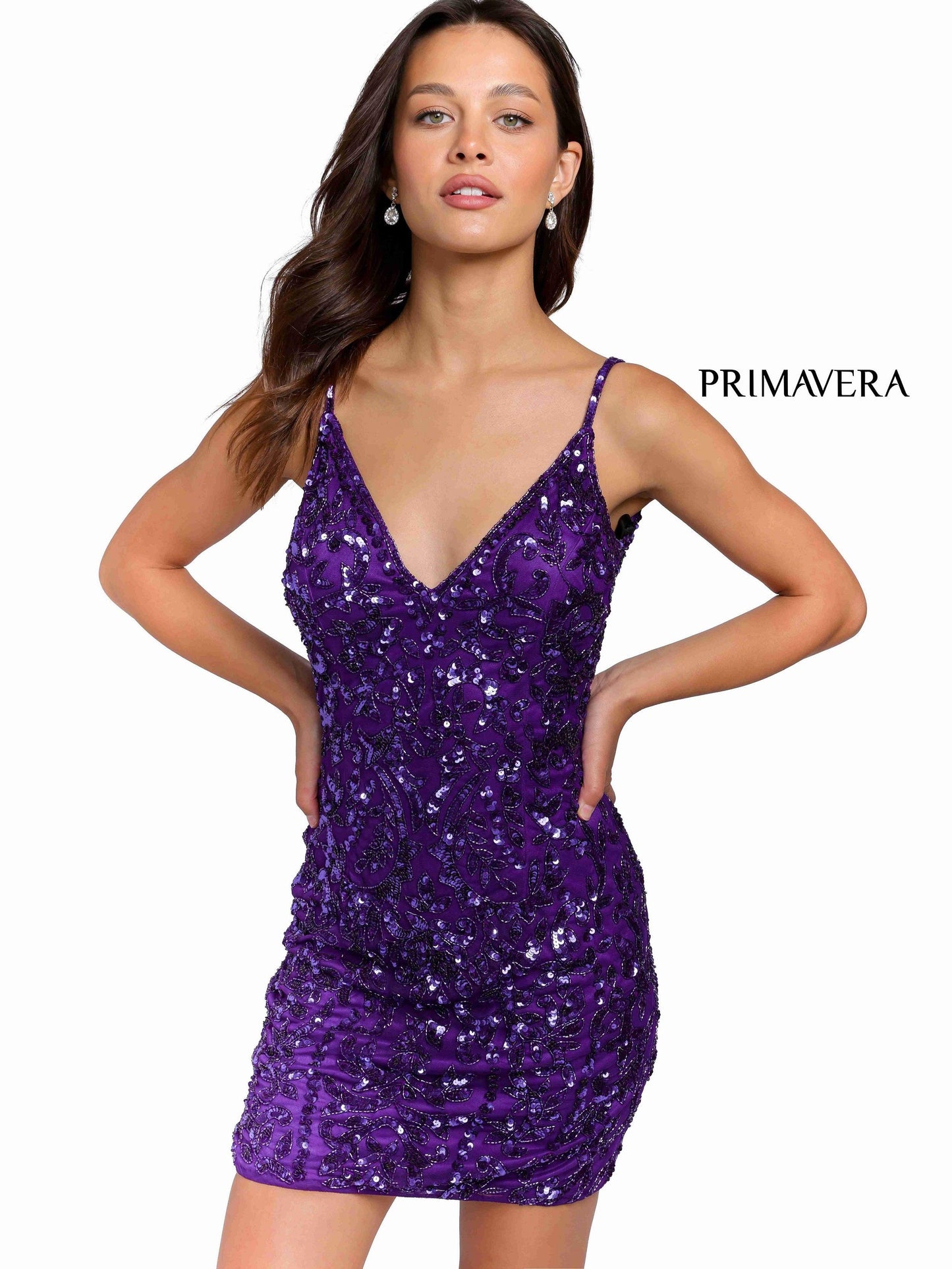 Primavera Couture Prom Short Beaded Dress 3813 - The Dress Outlet
