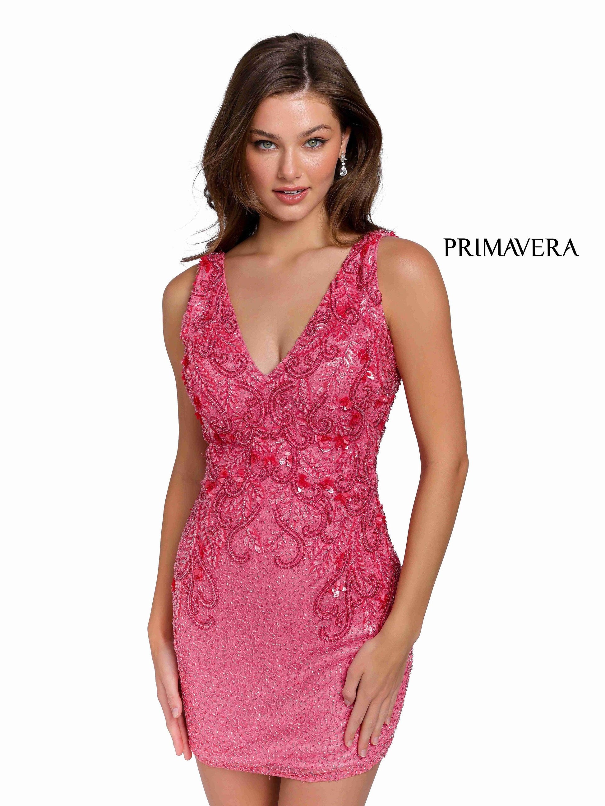 Primavera Couture Prom Short Fitted Dress 3807 - The Dress Outlet