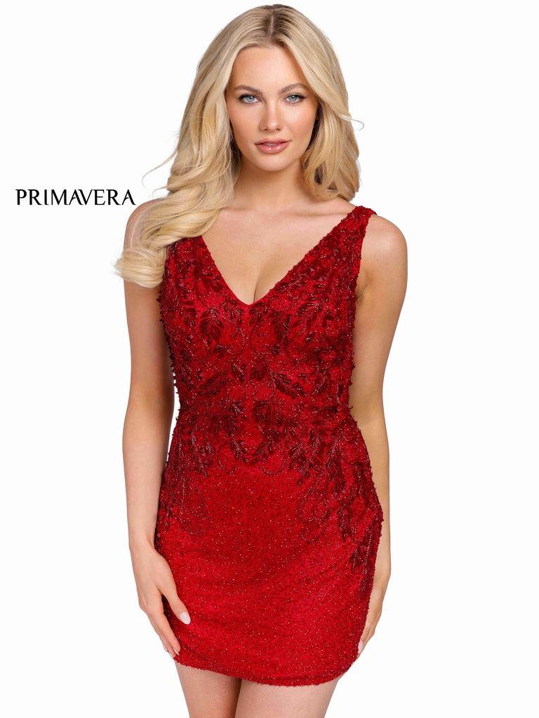 Primavera Couture Short Beaded Prom Dress 3826