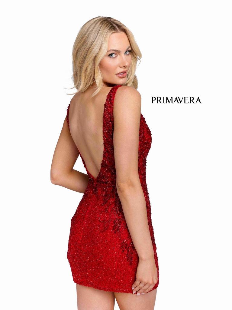 Primavera Couture Short Beaded Prom Dress 3826 - The Dress Outlet