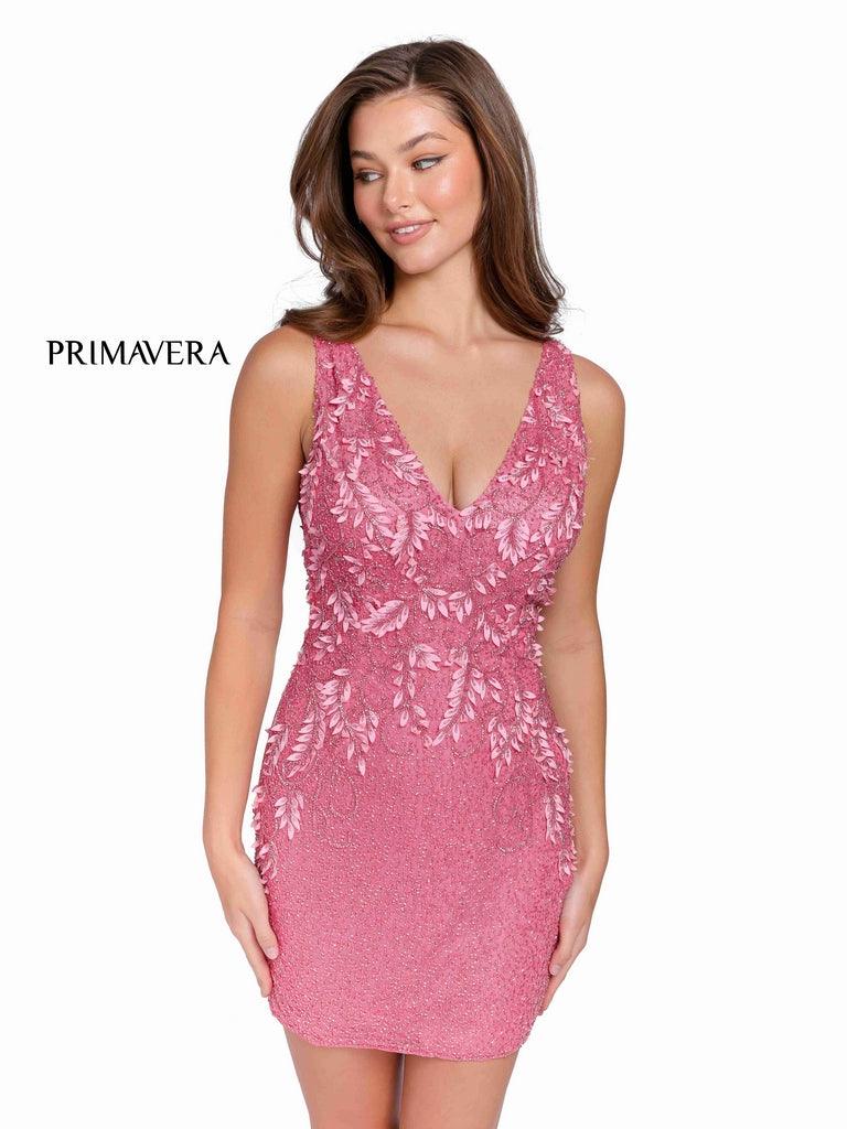 Primavera Couture Short Beaded Prom Dress 3826 - The Dress Outlet