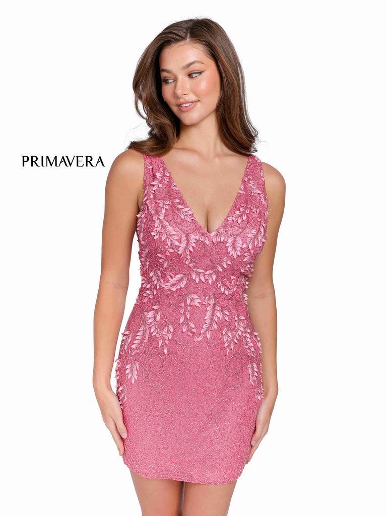 Primavera Couture Short Beaded Prom Dress 3826