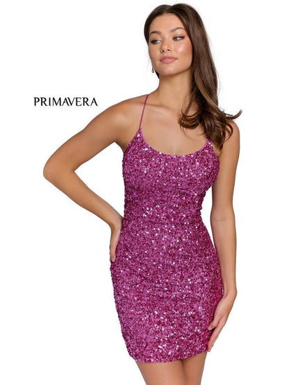 Primavera Couture Short Fitted Prom Dress 3351 - The Dress Outlet