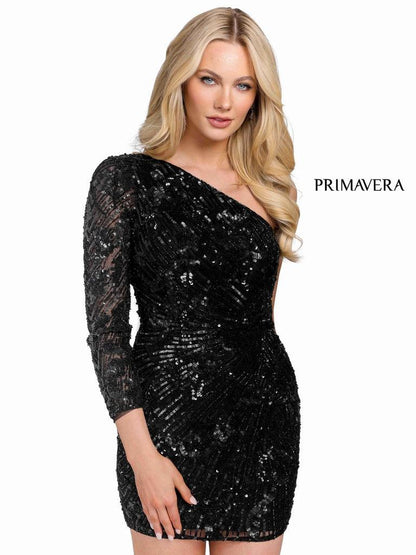 Primavera Couture Short Fitted Prom Dress 3839 - The Dress Outlet