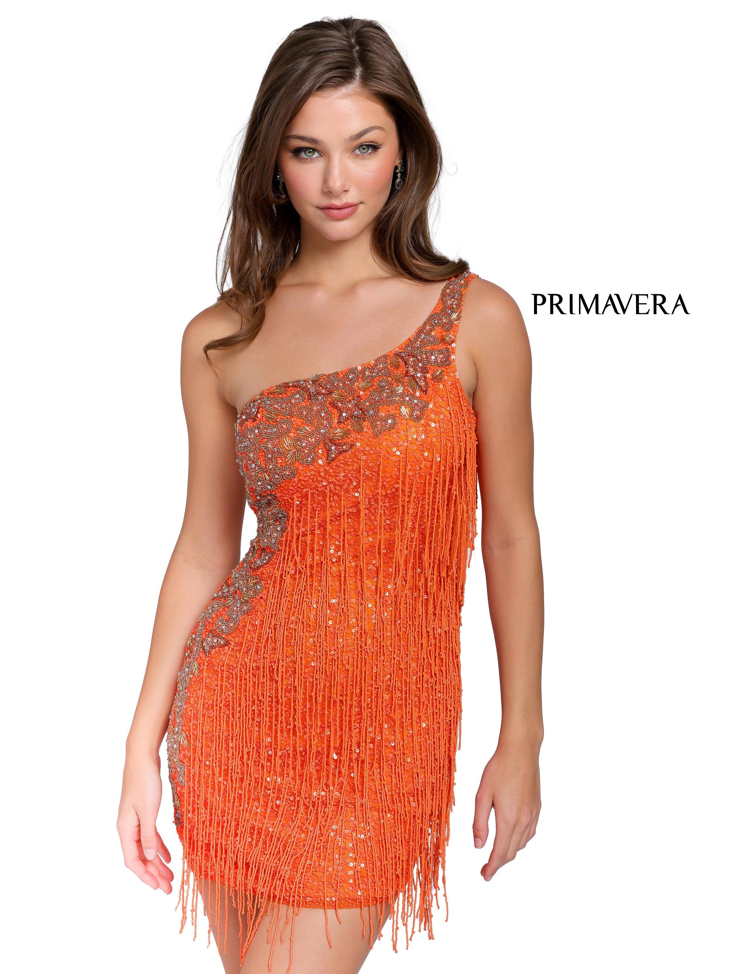 short orange dresses prom Short Sequins Prom Dress By Primavera Couture 3556