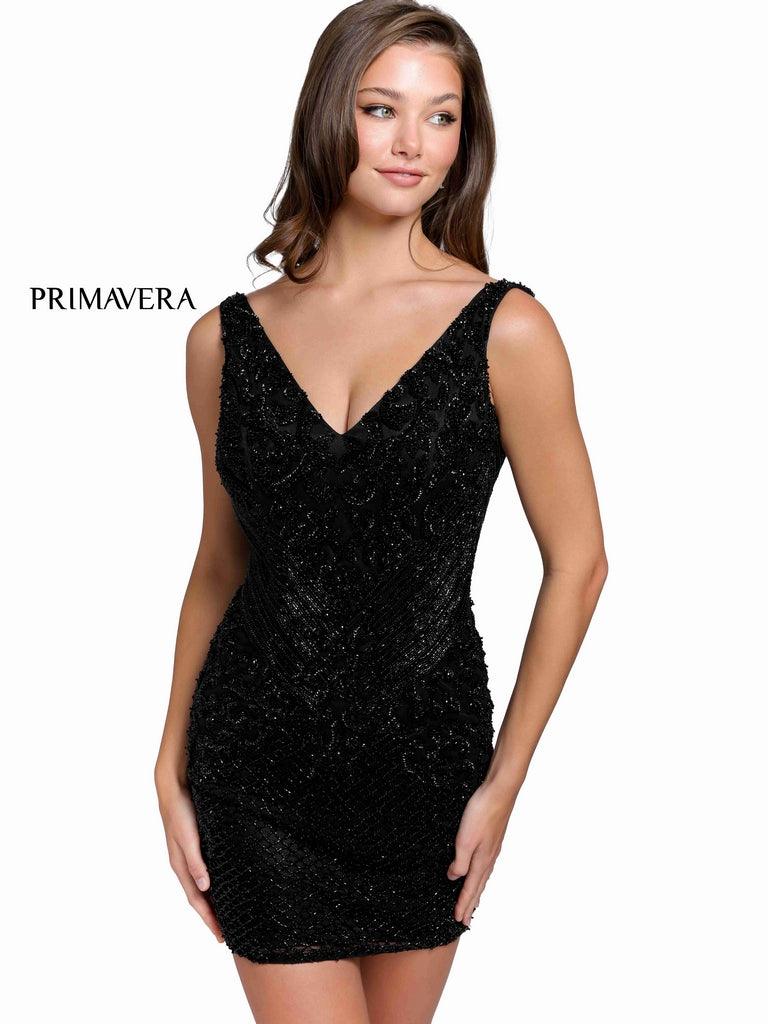 Primavera Couture Short Sleeveless Prom Dress 3802 - The Dress Outlet