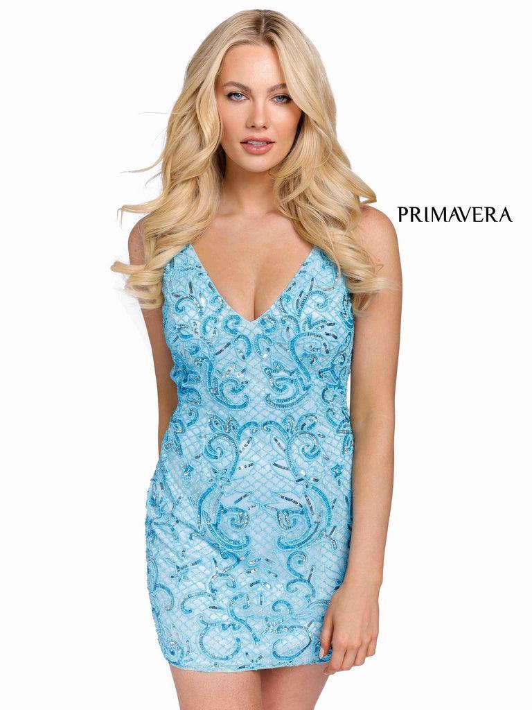 Primavera Couture Short Sleeveless Prom Dress 3825