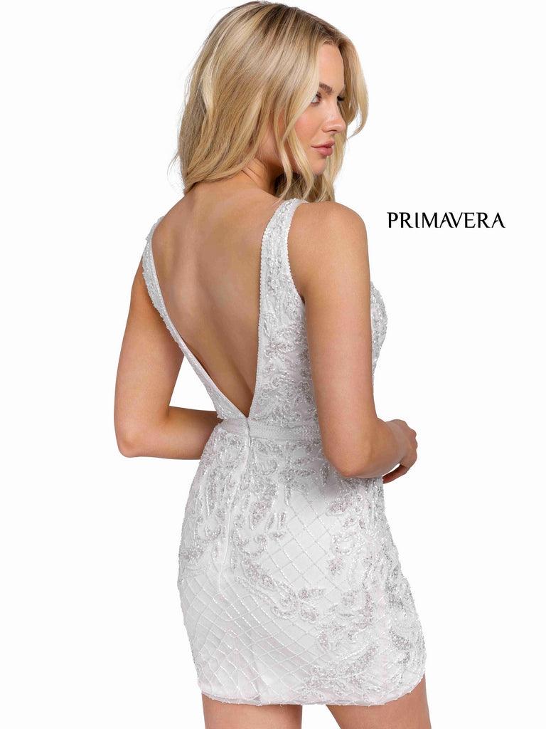 Primavera Couture Short Sleeveless Prom Dress 3856 - The Dress Outlet