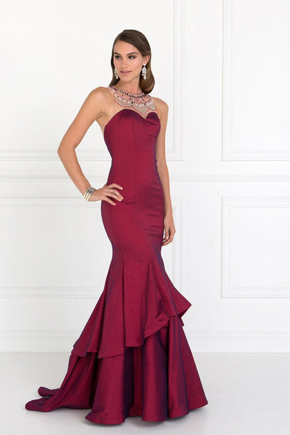 Prom Long Formal Dress with Two-Tier Skirt Evening Gown - The Dress Outlet Elizabeth K