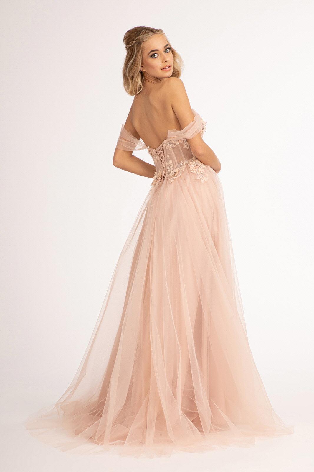 Prom Long Formal Mesh Evening Dress