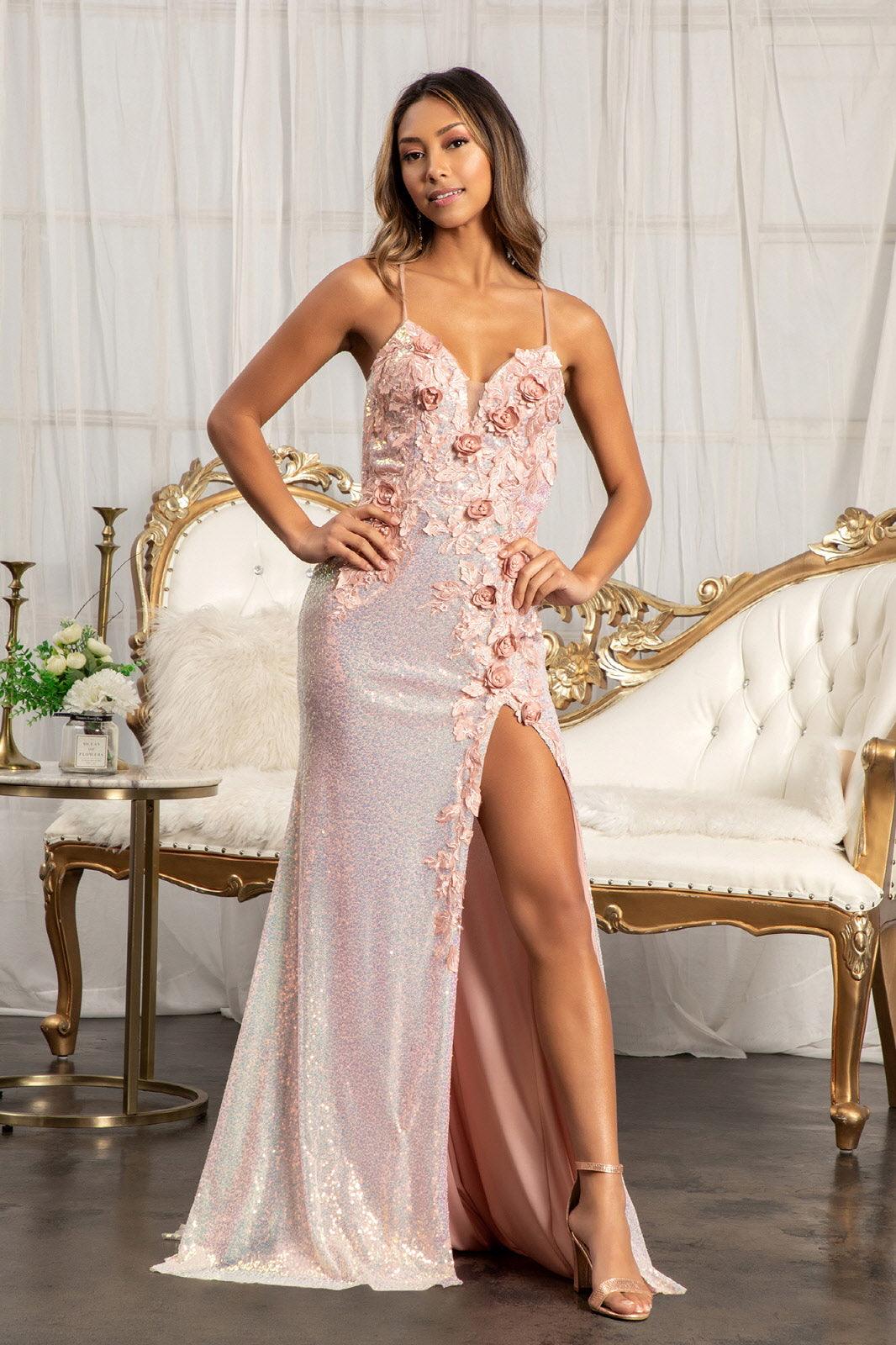 Rose Gold Prom Long Formal Spaghetti Strap Evening Dress │ The