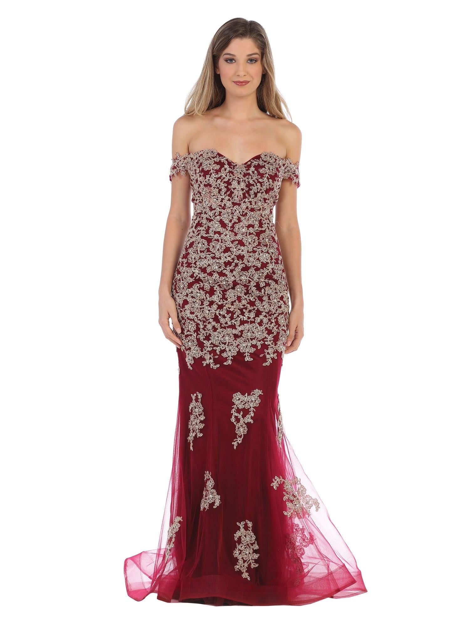 Prom Long Off Shoulder Fitted Formal Dress - Silver / 3XL Prom Long Off Shoulder Fitted Formal Dress - Silver / 3XL