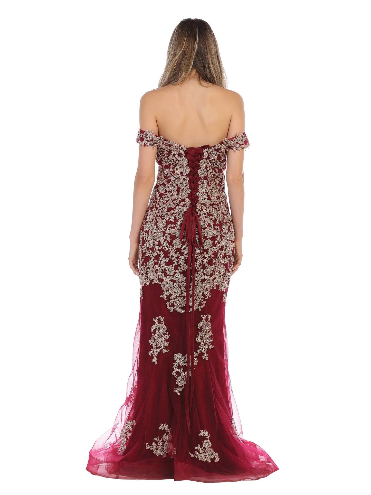 Prom Long Off Shoulder Fitted Formal Dress - The Dress Outlet