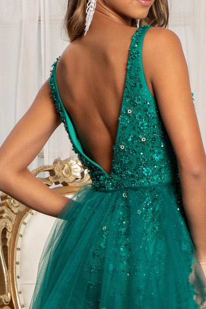 Prom Long Sleeveless Formal Mesh Mermaid Gown - The Dress Outlet