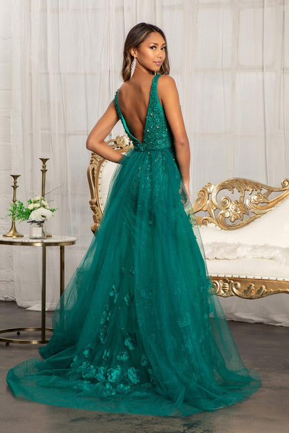 Prom Long Sleeveless Formal Mesh Mermaid Gown - The Dress Outlet