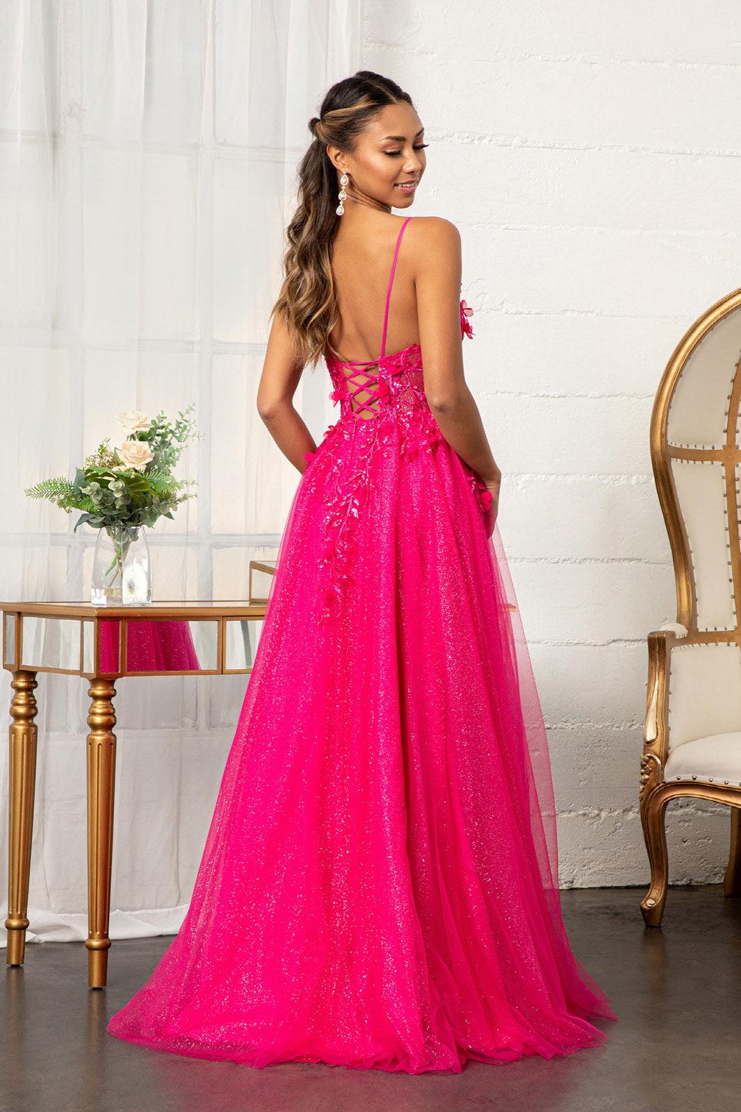 Prom Long Spaghetti Strap Mesh Formal Dress - The Dress Outlet