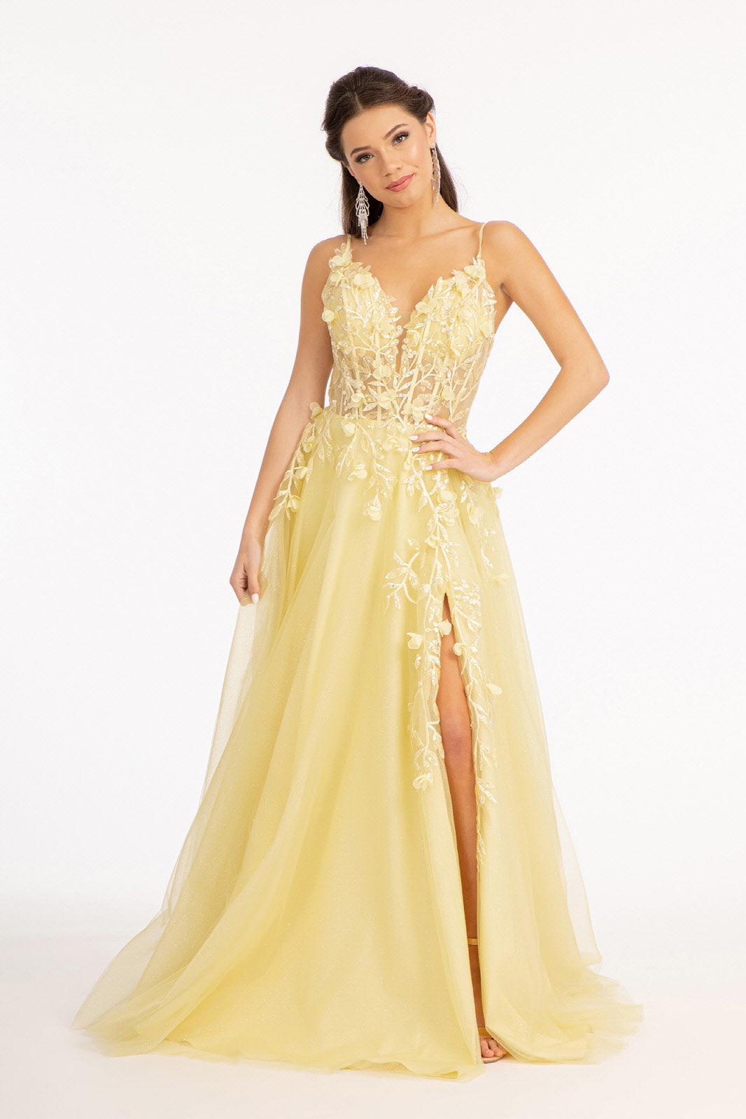 Prom Long Spaghetti Strap Mesh Formal Dress - Fuchsia / XS Prom Long Spaghetti Strap Mesh Formal Dress - Fuchsia / XS