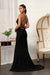 Prom Long Spaghetti Strap Sequins Formal Dress Black