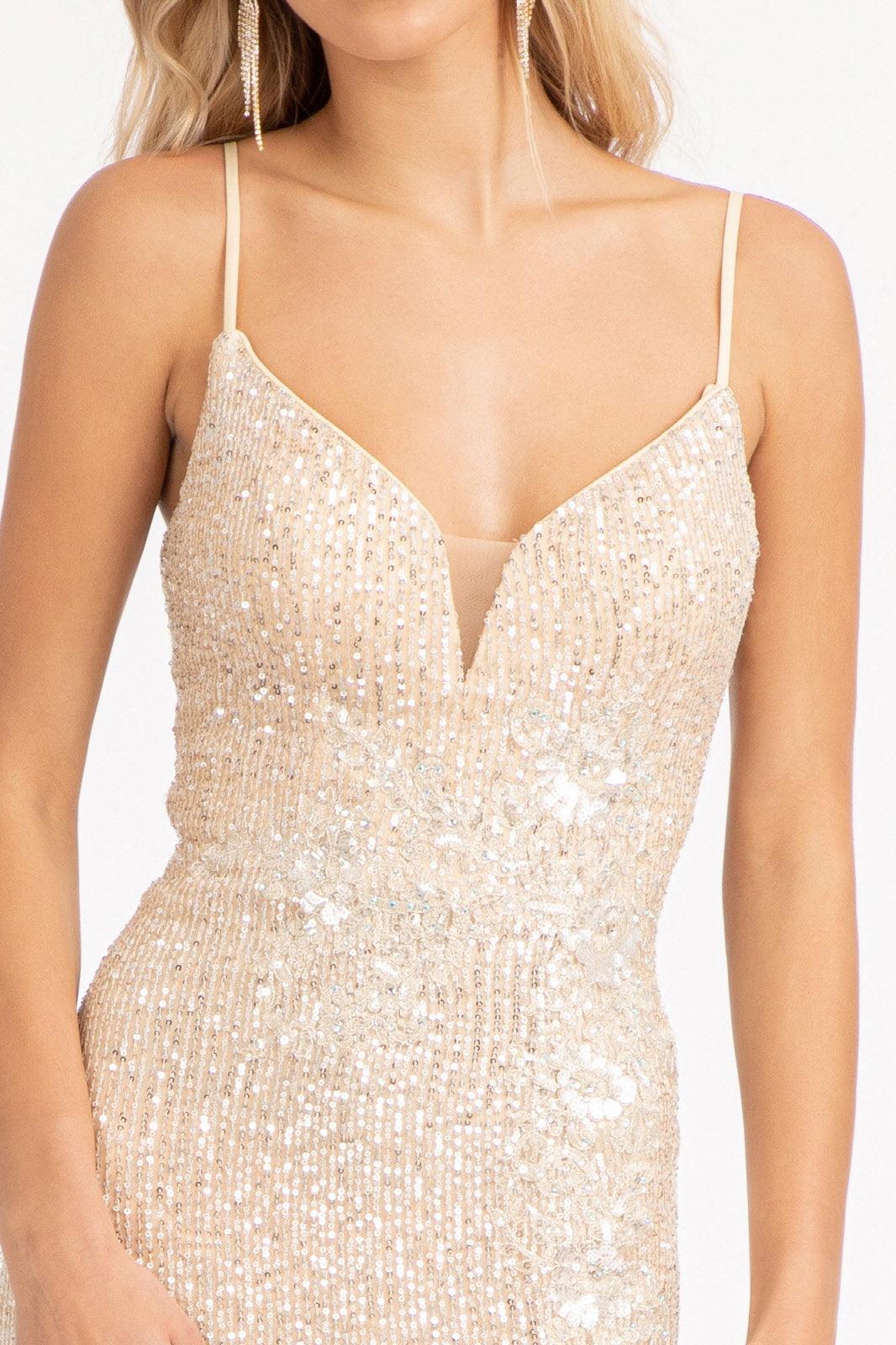 Prom Long Spaghetti Strap Sequins Formal Dress