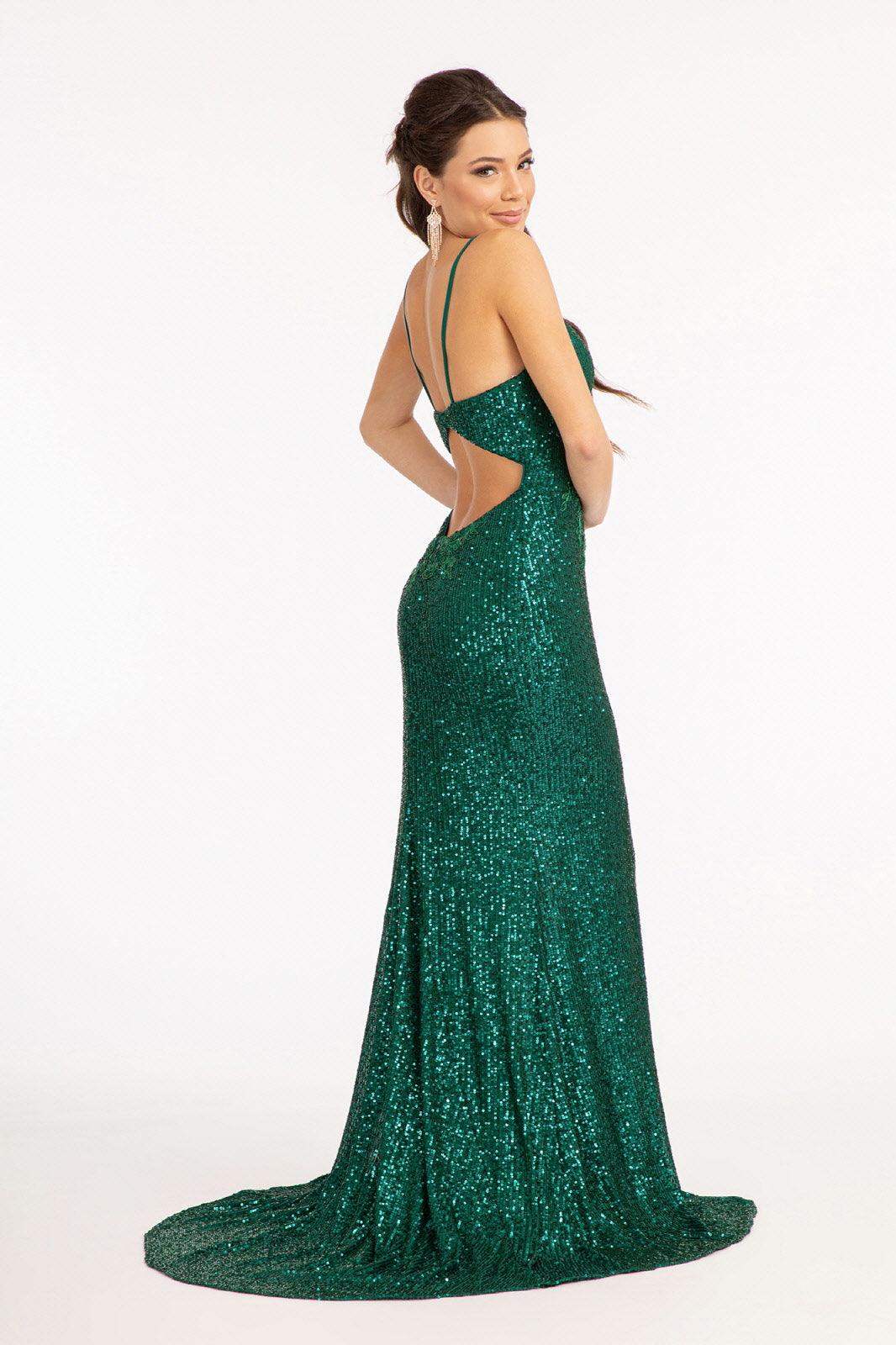 Prom Long Spaghetti Strap Sequins Formal Dress