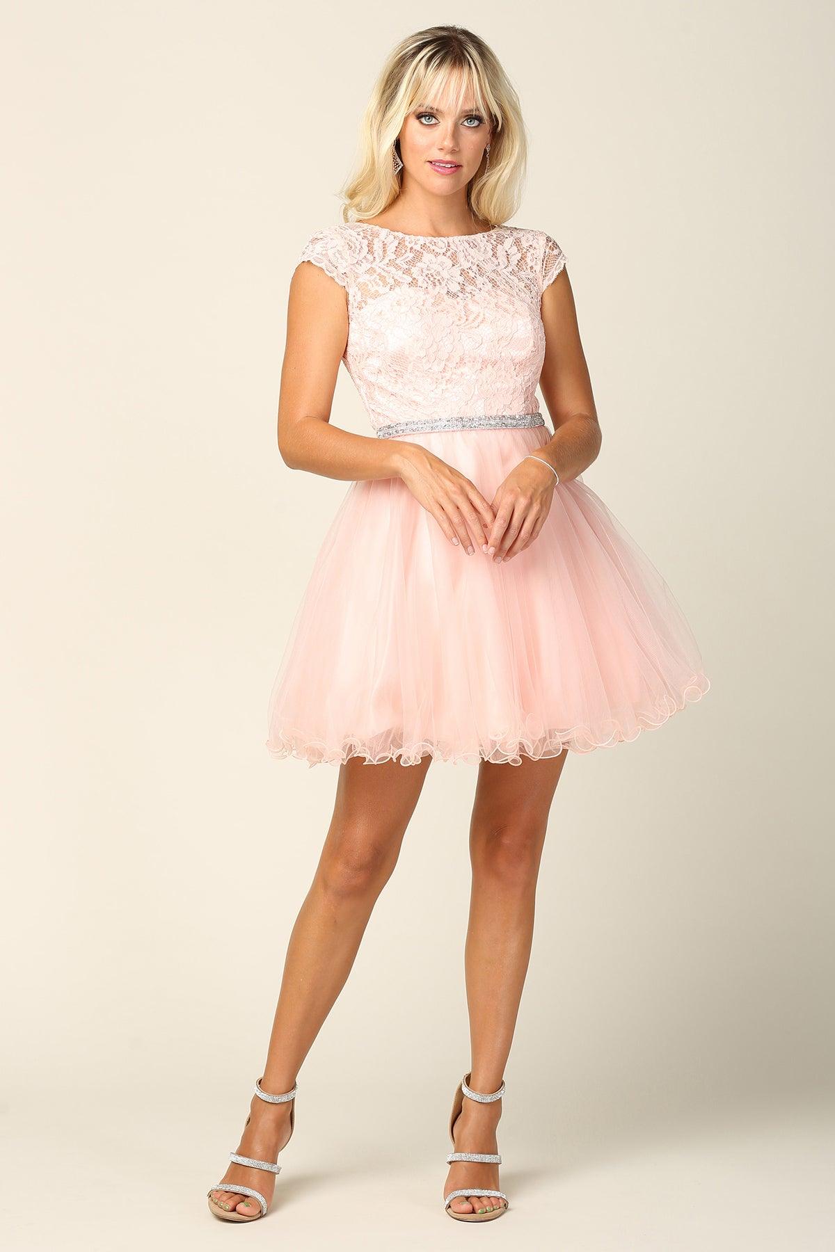 Prom Short Cap Sleeve Homecoming Cocktail Dress - The Dress Outlet