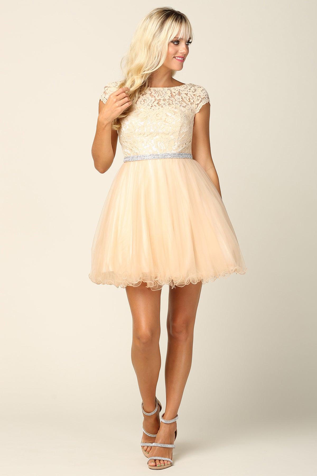 Silver Prom Short Cap Sleeve Homecoming Cocktail Dress for $135.99