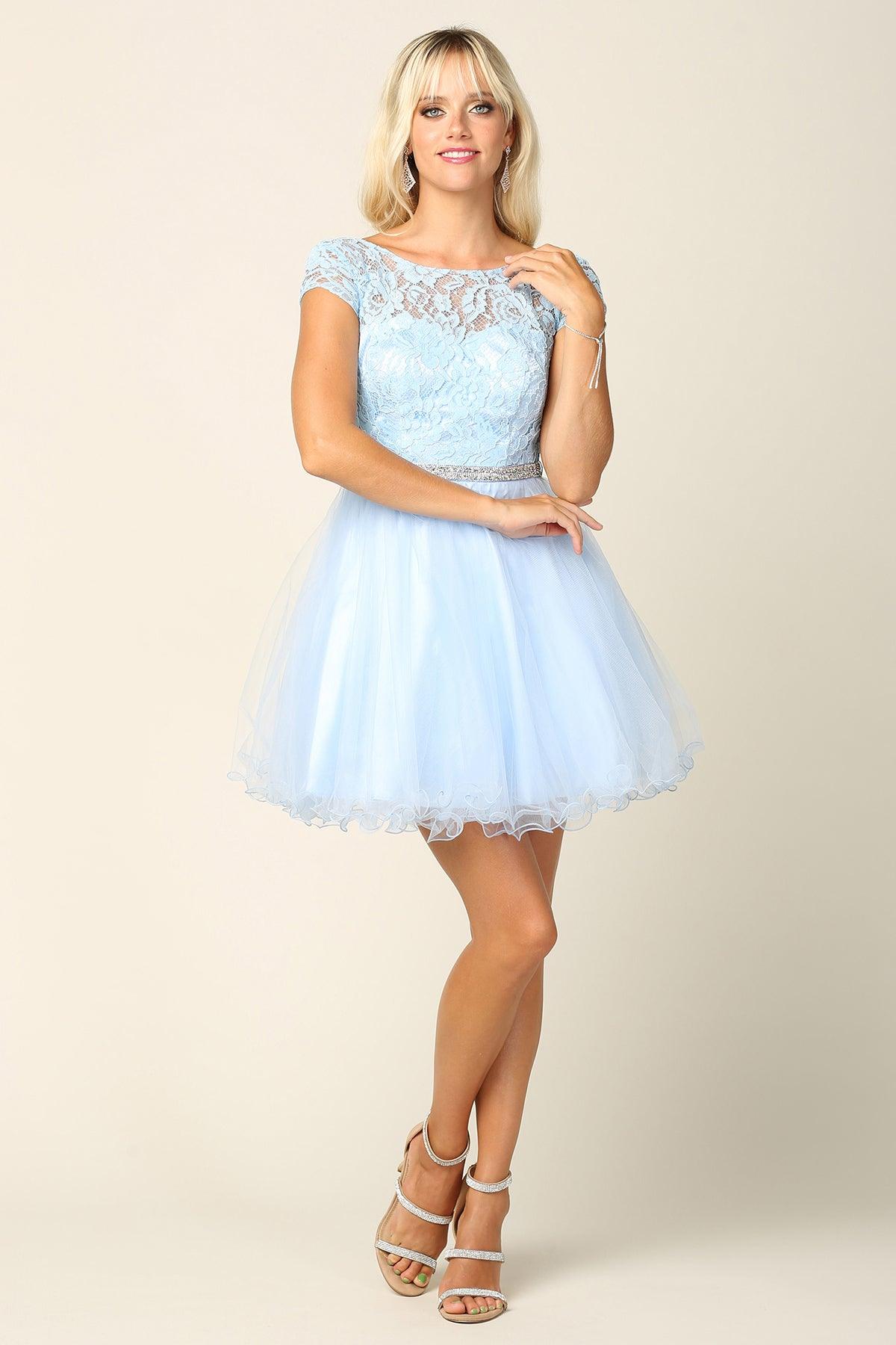 Silver Prom Short Cap Sleeve Homecoming Cocktail Dress