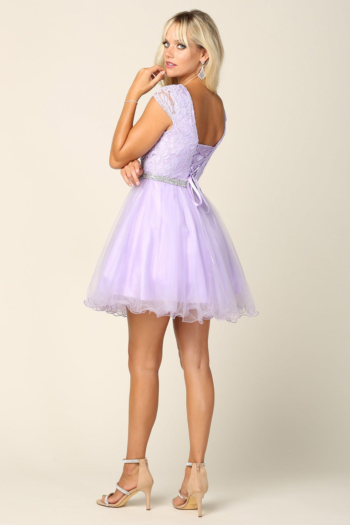 Prom Short Cap Sleeve Homecoming Cocktail Dress - The Dress Outlet