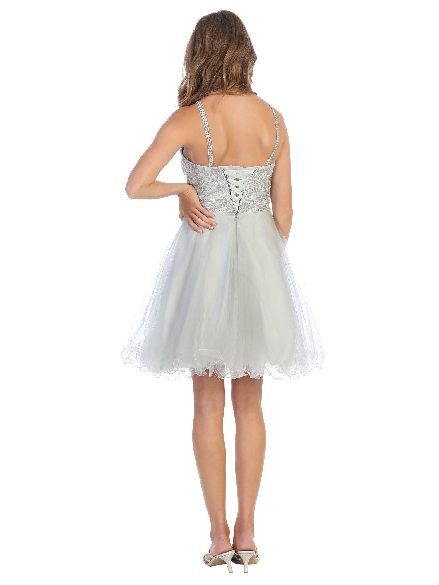 Prom Short Halter Homecoming Cocktail Dress - The Dress Outlet