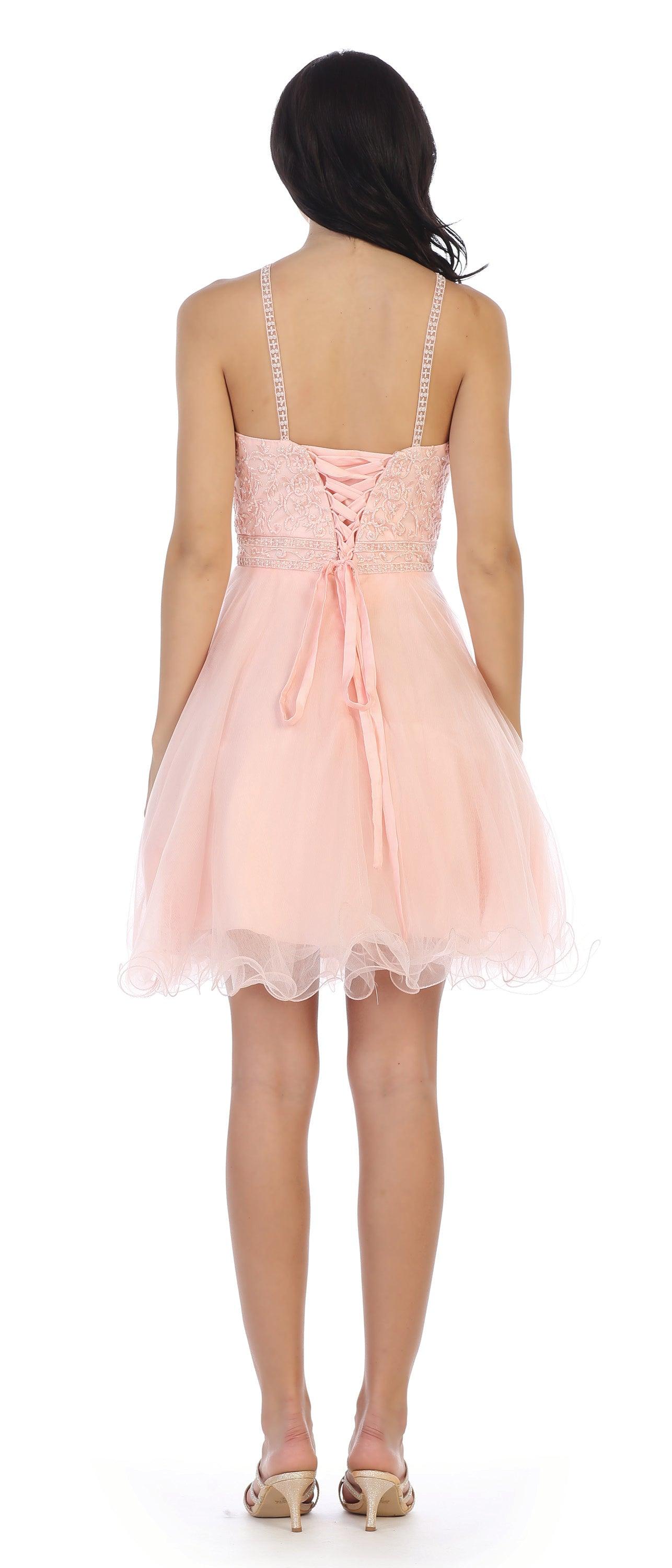 Prom Short Halter Homecoming Cocktail Dress - The Dress Outlet