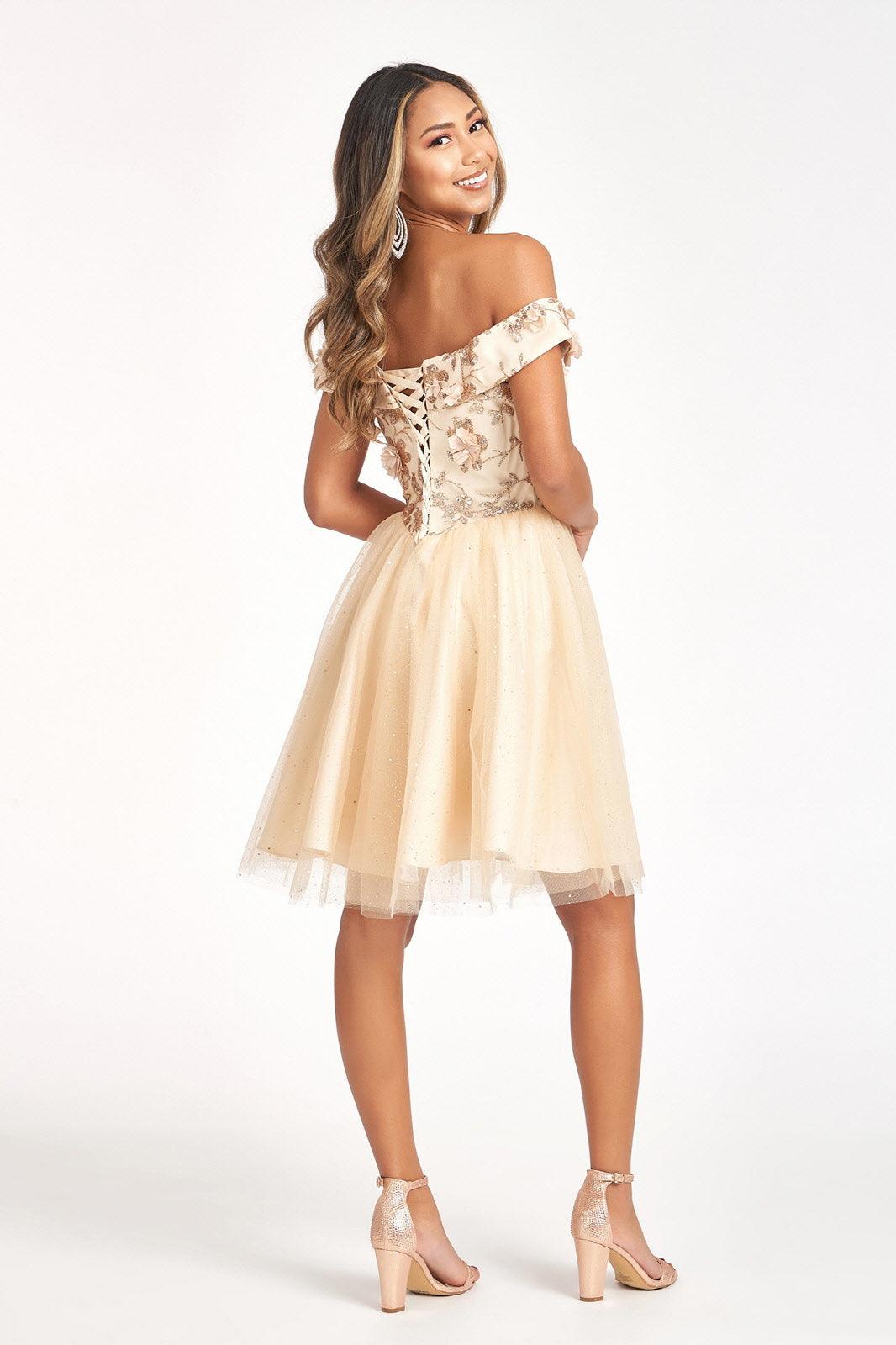 Prom Short Off Shoulder Homecoming Cocktail Dress - The Dress Outlet